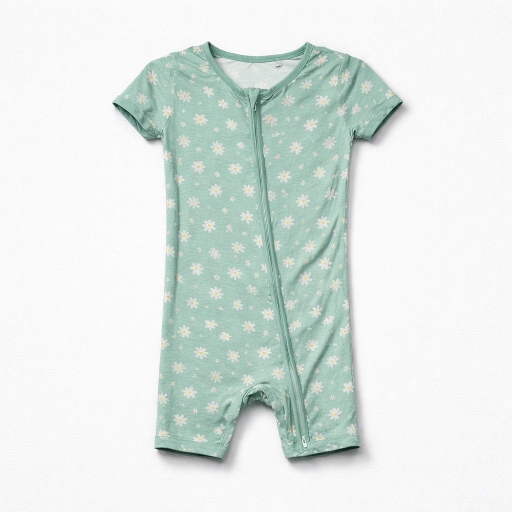 Miozing Green Kids One Piece short bamboo pajamas size 12-18 months EUC
